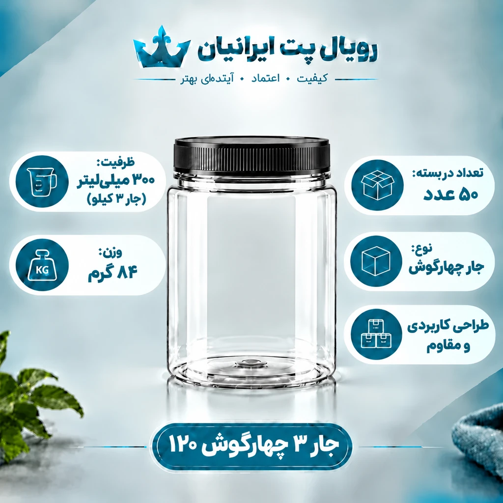 جار ۳ چهارگوش ۱۲۰
